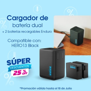 GoPro, Cargador de batería dual + 2 baterías recargables Enduro (HERO13 Negro) - 810116380763