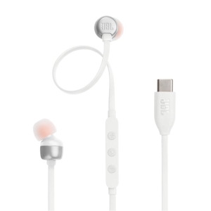 JBL Tune 310C, Auriculares intrauditivos con cable de alta resolución, cable plano, Blanco - 050036401012