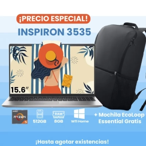 Dell, Inspiron 3535 Amd Ryzen 5 7520U, 8GB, SSD 512GB, 15.6", W11 Home, LA + Mochila Gratis Dell - 884116461104