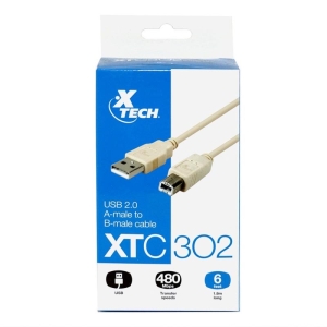 Xtech XTC302, Cable USB 2.0 Macho a USB TIPO B Macho 1.8mts - 798302167100