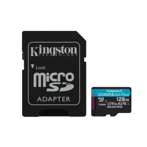 Kingston, Canvas Go Plus 128GB microSD Card, Up to 200MB/s, Class 10, UHS-I, U3, V30, A2 | SDCG4/12 - 740617347944