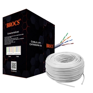 BROCS, Bobina de Cable UTP, para Interiores, CAT 5E, Certificado, Calibre 24 AWG - 74011951008730