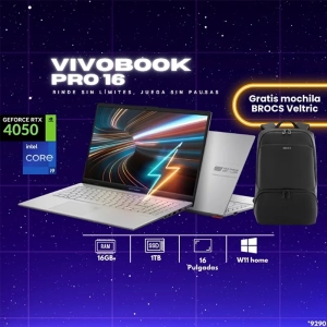 ASUS, Vivobook Pro 16, i9-13900H, 16GB, SSD 1TB, RTX 4050 6GB, W11 Home, Silver, US - 197105369290