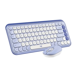 Logitech, Pop Icon, Combo Teclado y Mouse, Lila Y Blanco - 097855199898