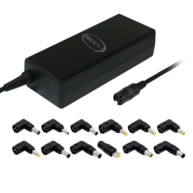 BROCS, Cargador Universal Para Notebook, 90Watts, 12 Adaptadores -  7401195100941 - Macrosistemas