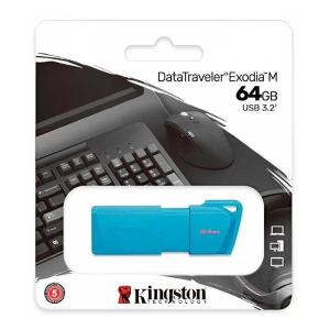 Kingston, Exodia M, USB De 64GB, USB 3.2 , Aqua Neon - 740617336306