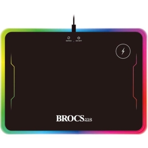 BROCS, Mouse Pad, BRMP908 Iluminación RGB, Con Cargador Inalámbrico, MP908 - BRMP908
